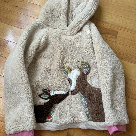 Mini Boden reindeer fleece hoodie - Picture 1 of 2